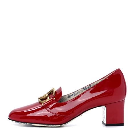 GUCCI Vernice GG Victoire 55mm Loafer Pumps 39 Hibiscus